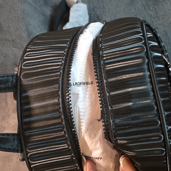 Stunning Karl Lagerfeld Black Backpack with Character Accents NWT - Picture 9 of 11